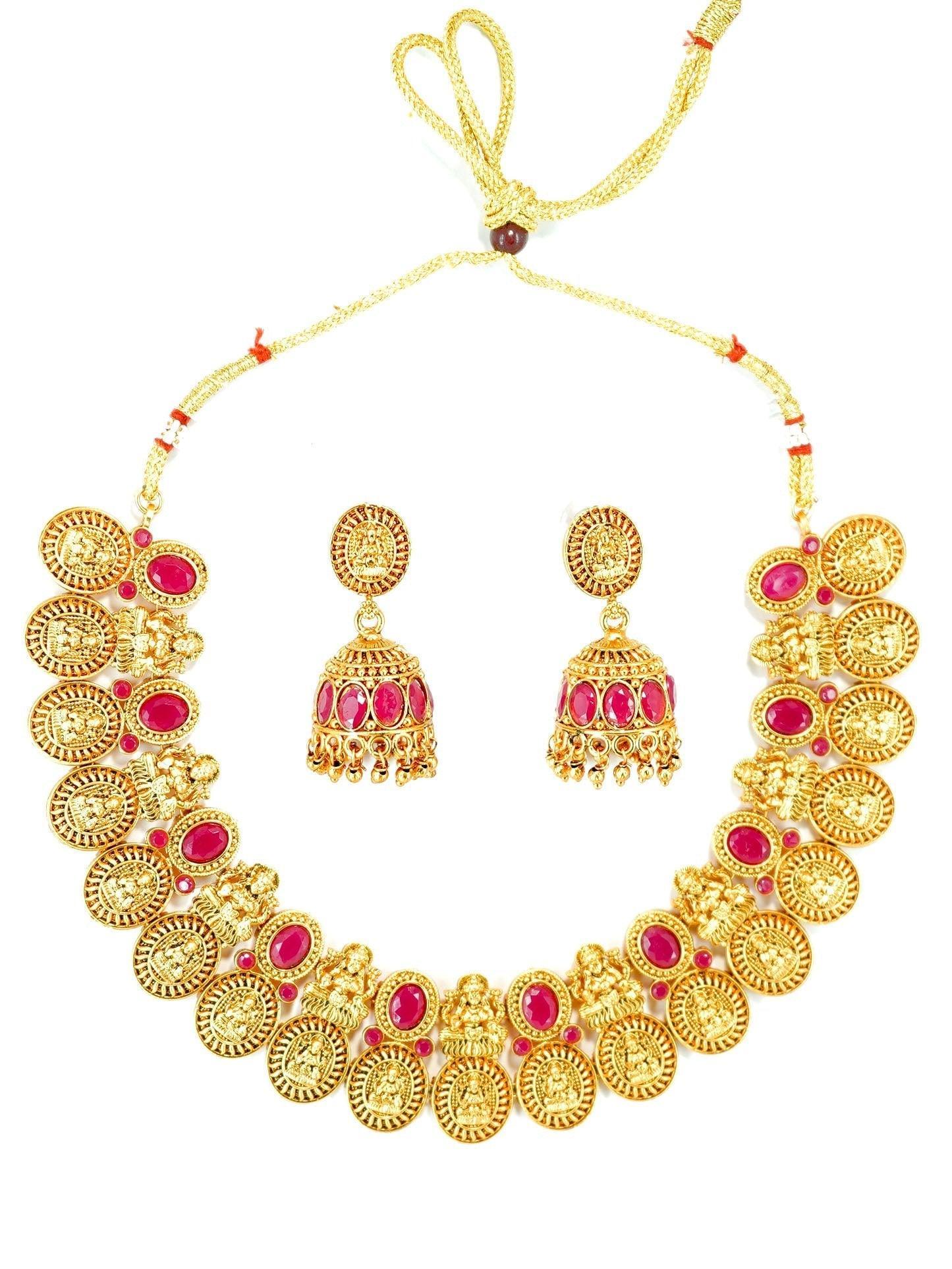 Gold Plated colored stone Necklace set 9490N - Griiham