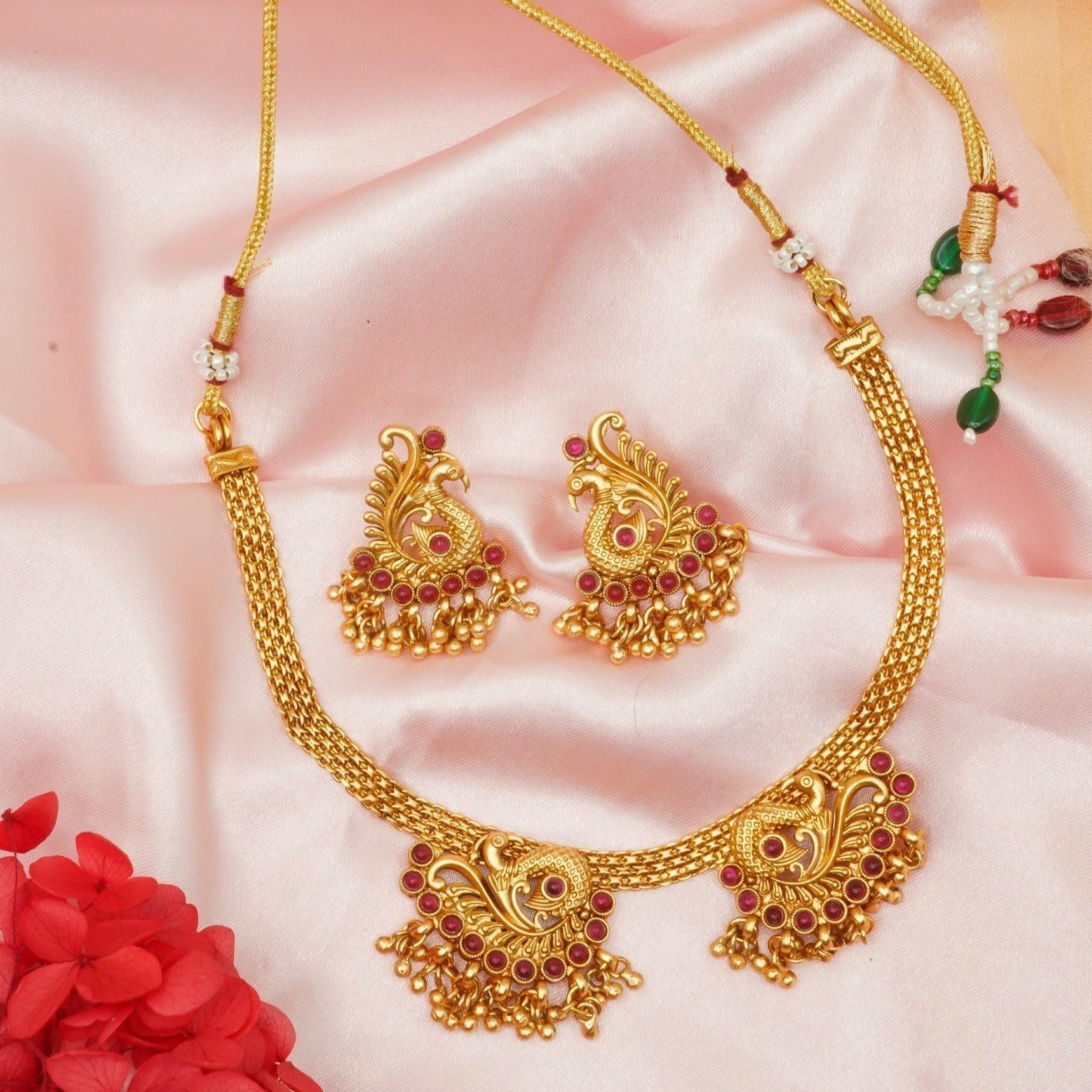 Gold Plated colored stone Necklace set 9530N - Griiham