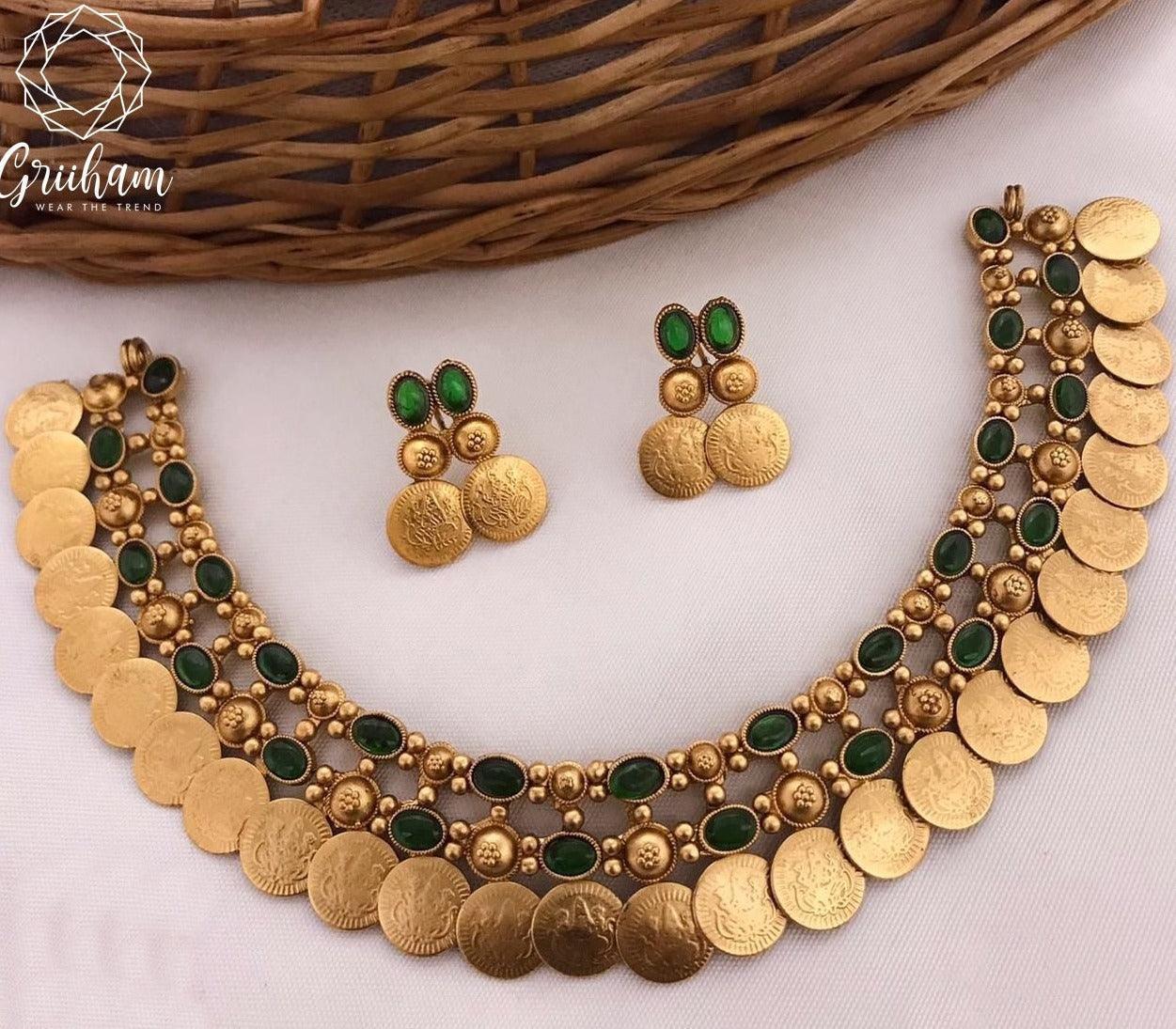 Gold Plated colored stone Necklace set 9545N - Griiham