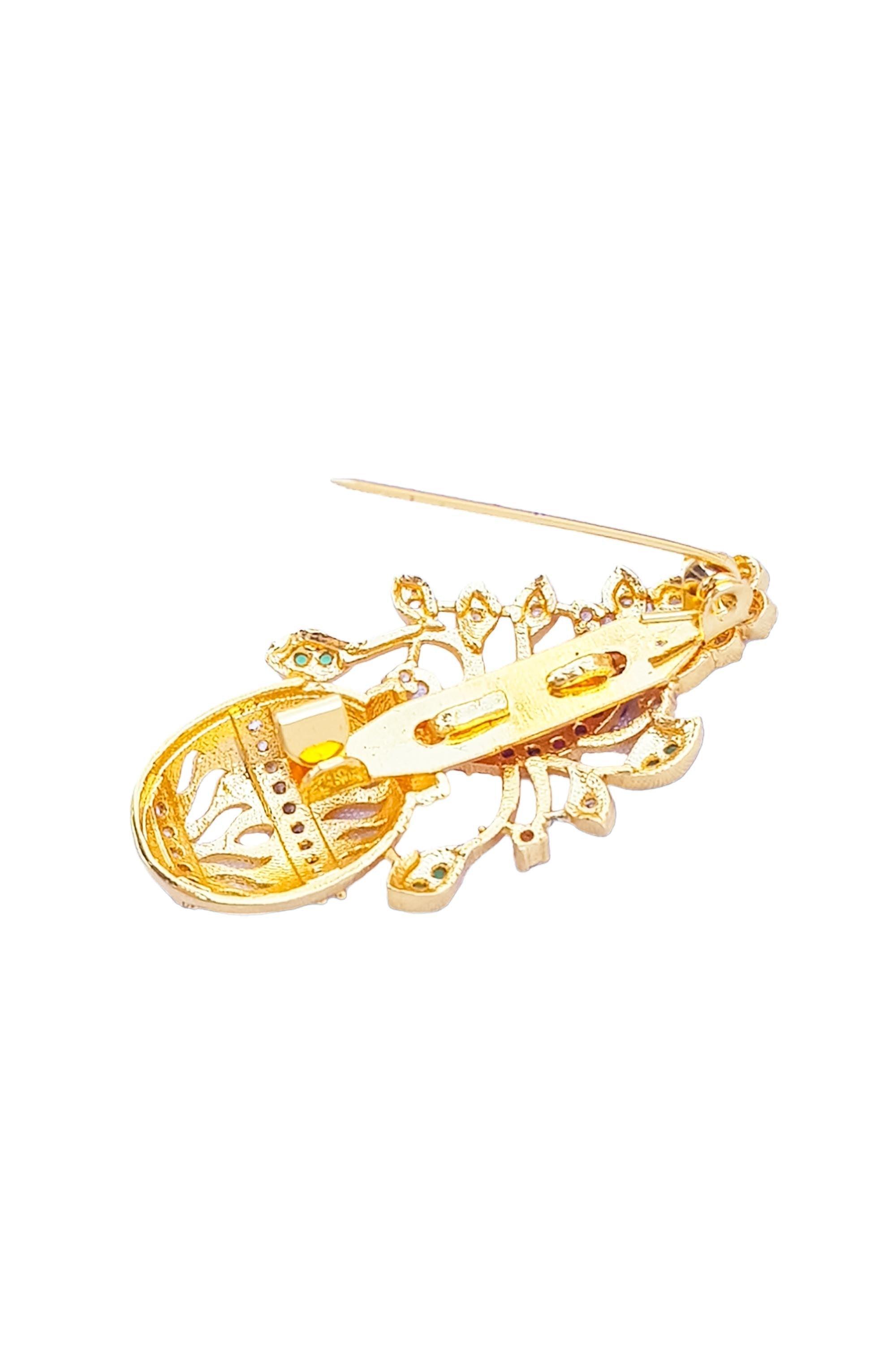 Gold Plated designer sari pin - Griiham