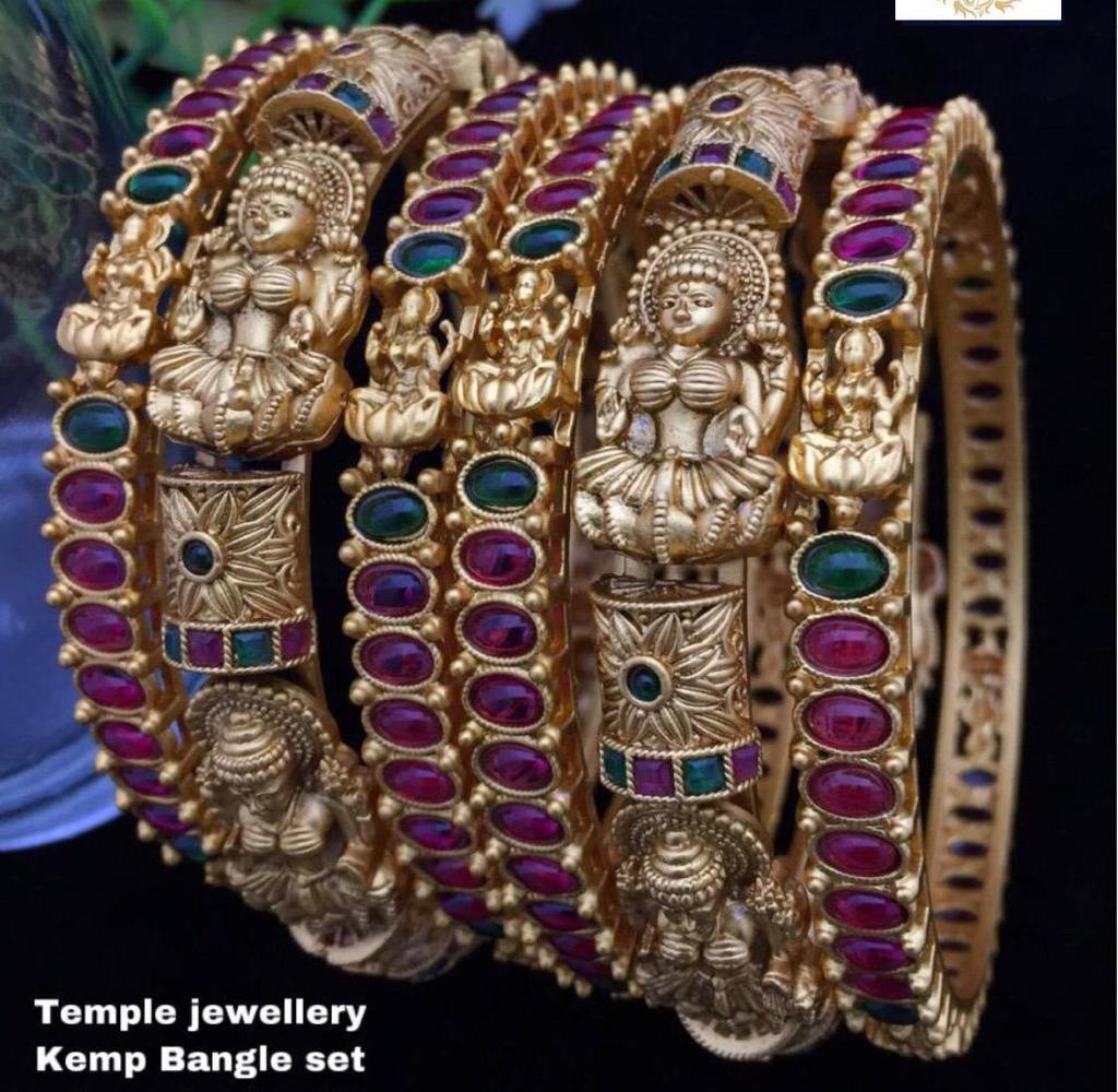 Gold Plated set of 6 AD bangles