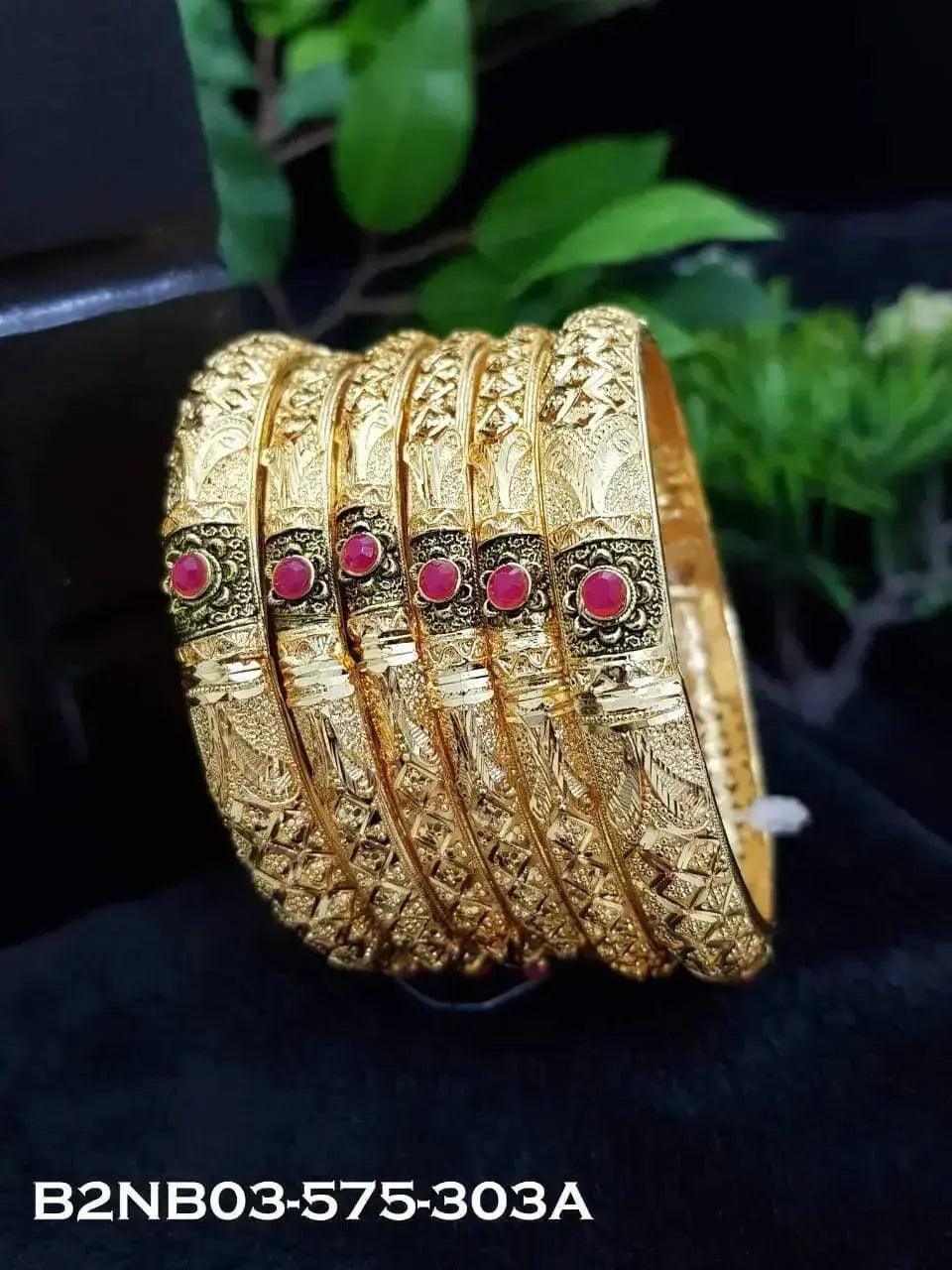 Dubai Bangle set of 6 one gram gold polish real gold look df011 @pongal6