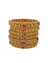 Gold Plated set of 6 Temple collection bangles - Griiham