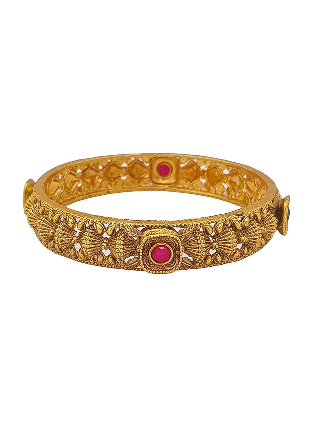 Gold Plated set of 6 Temple collection bangles - Griiham