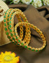 Gold Plated studded set of 4 green stone bangles