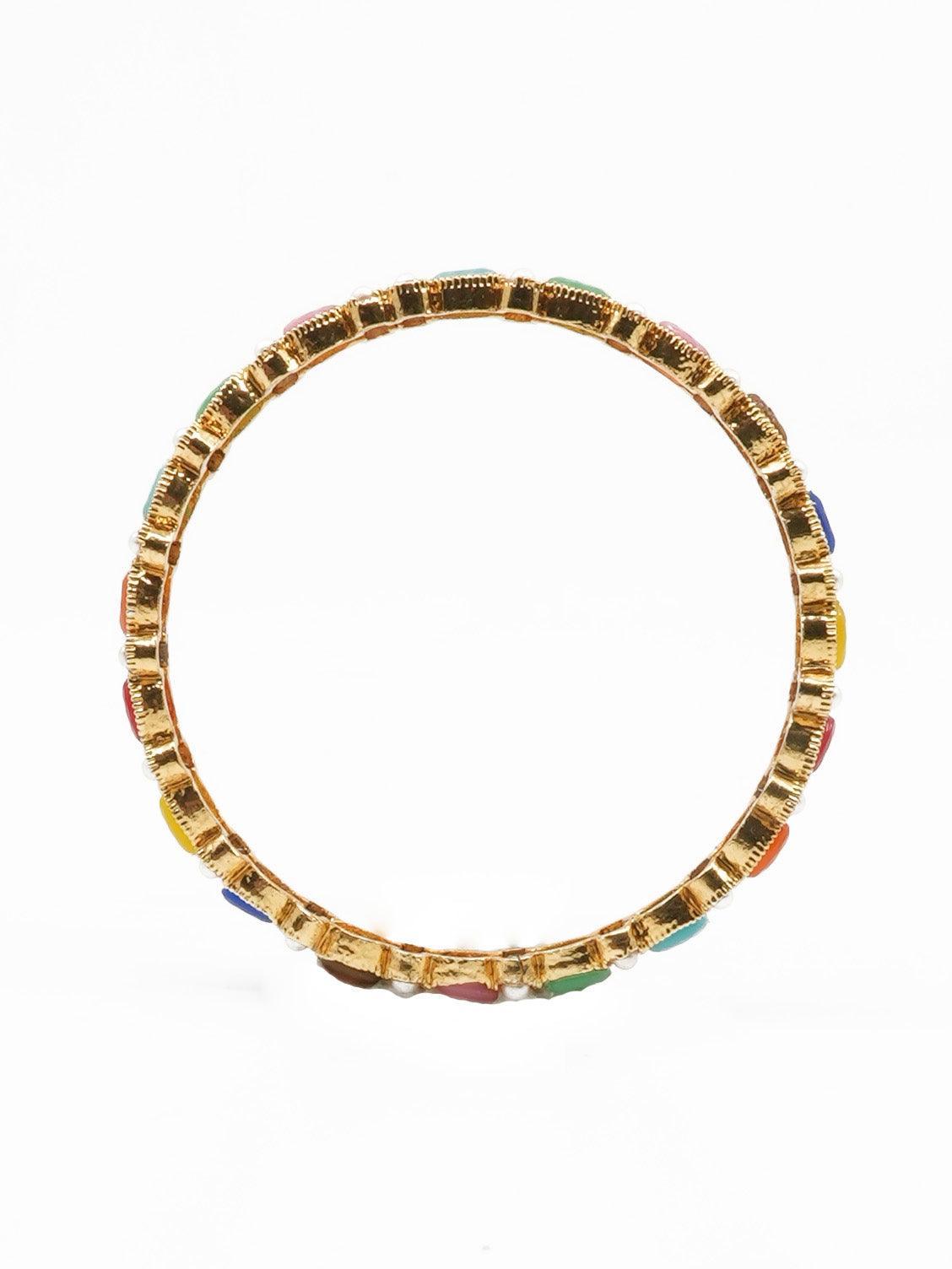 Gold Plated with Multii colour Stones Set of 4 bangles 11540A - Griiham