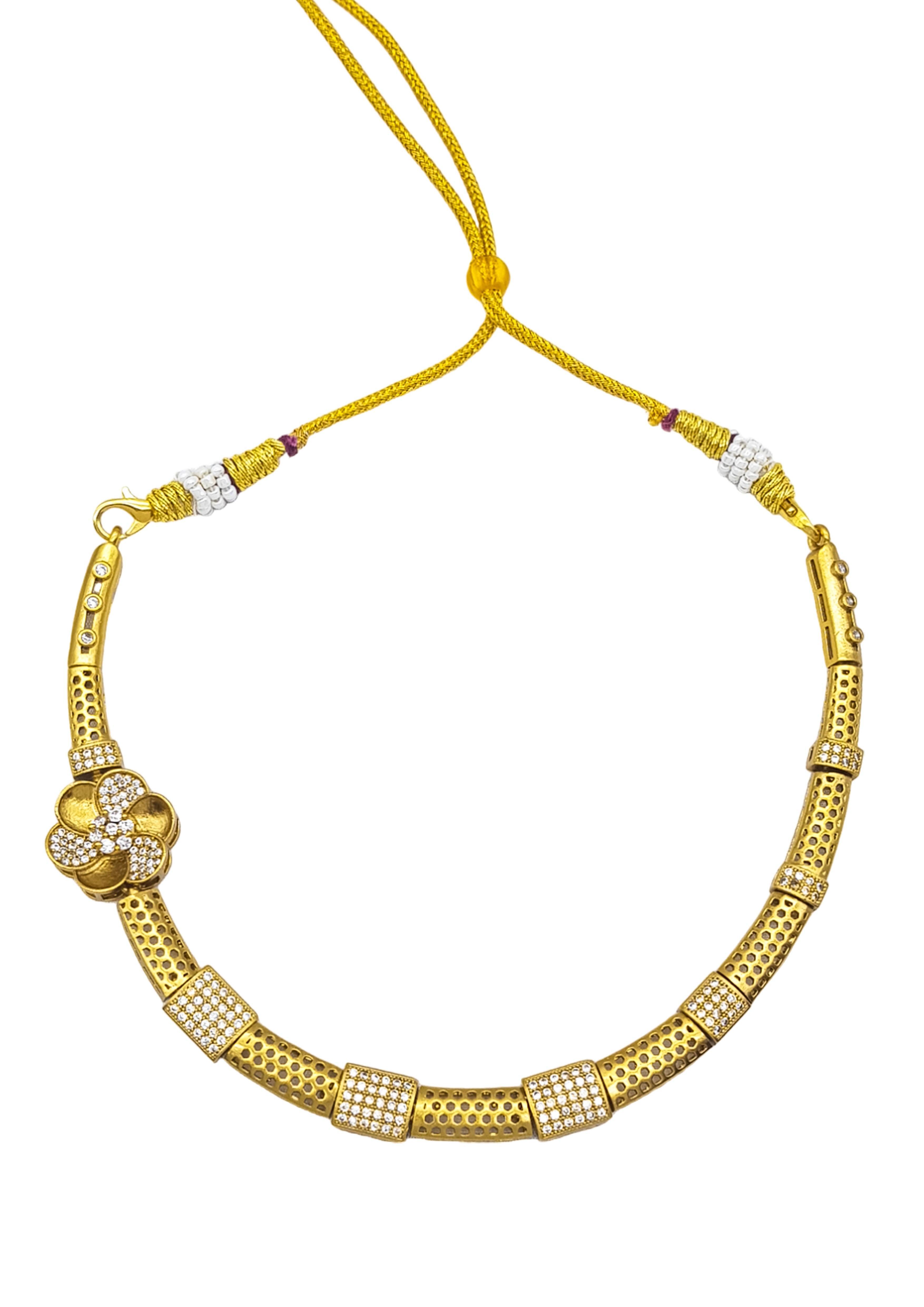 Gold Plated zercon floral concept Necklace Set - Griiham