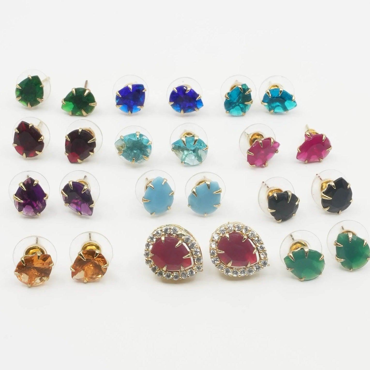 Gold finish Studs/ Earring/jhumka interchangeable stones 11183N - Griiham