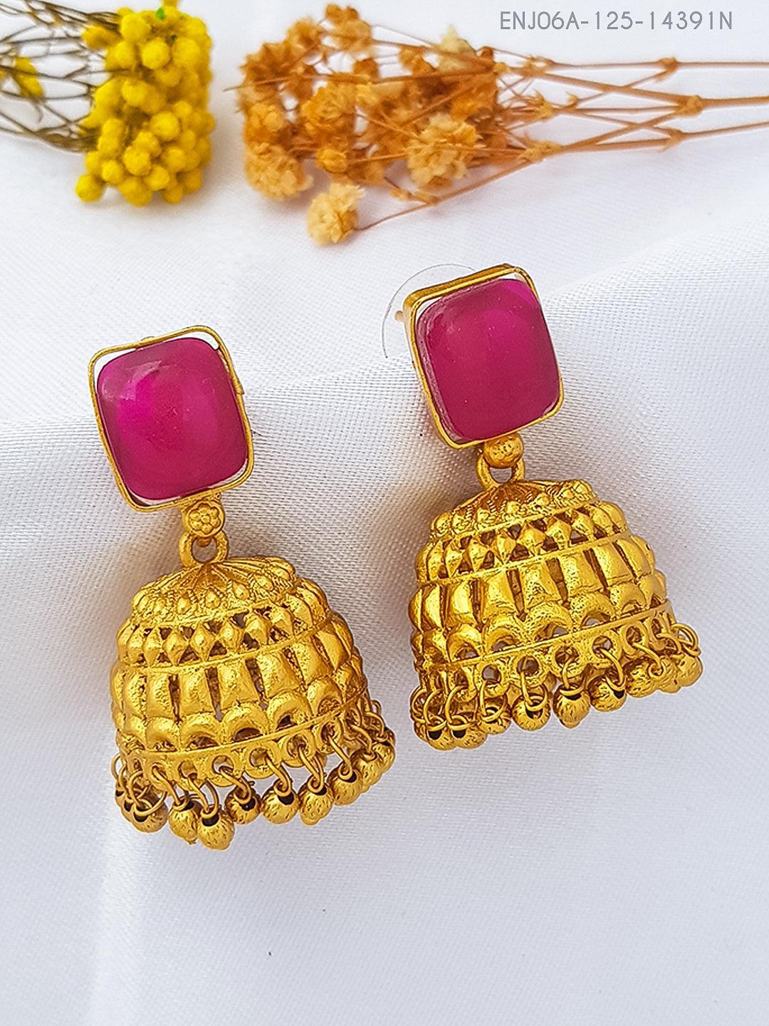 Gold plated AD Earrings jhumka - Griiham