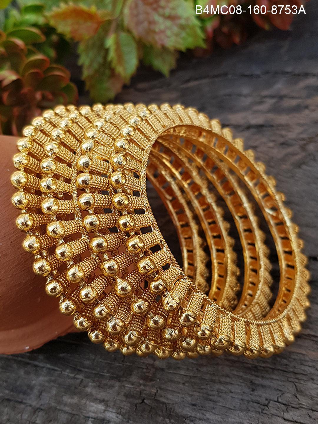 Gold plated Broad Bangles Set of 4 bangles 8754B - Griiham