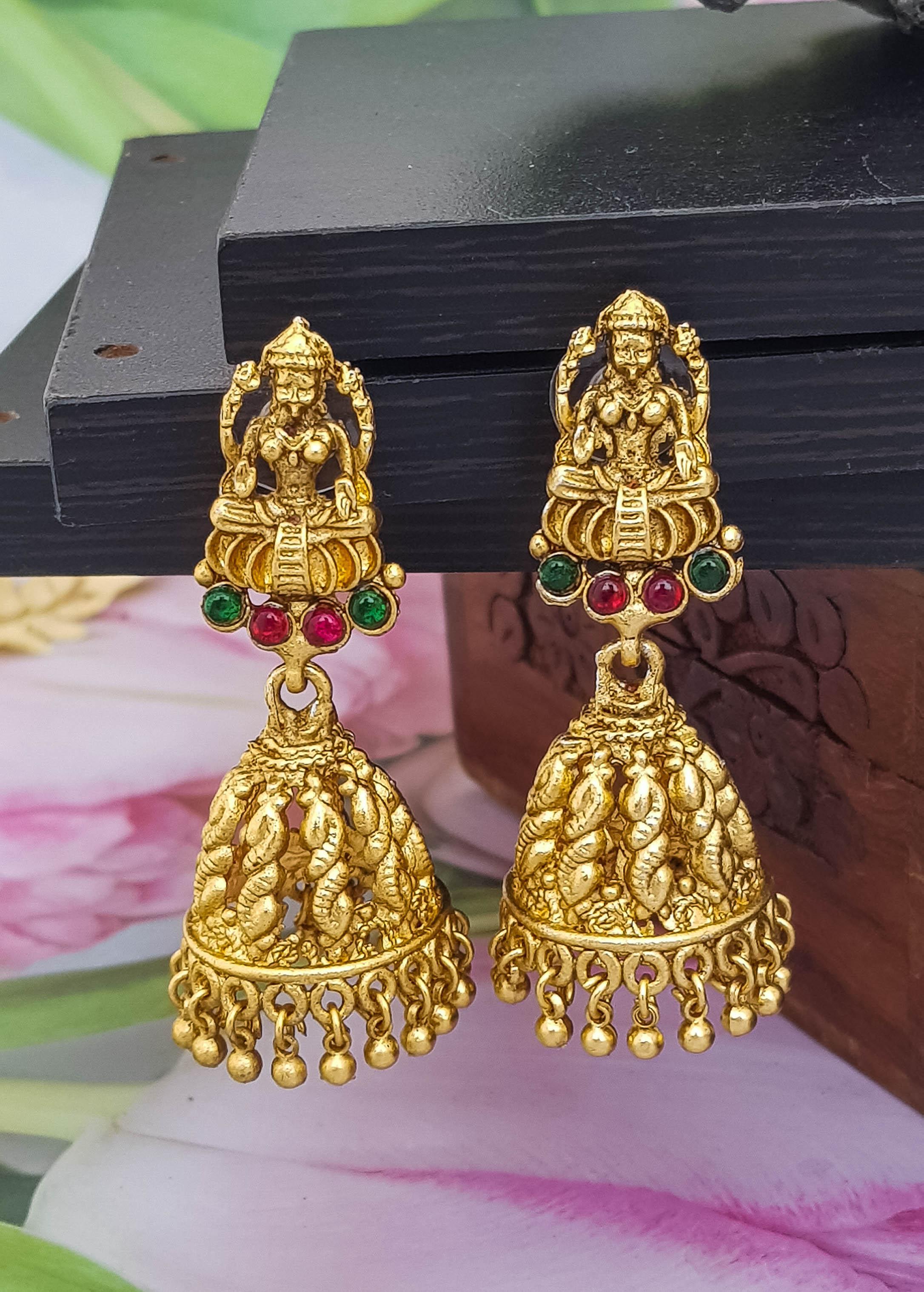 Gold plated Classic AD Jhumka Earrings