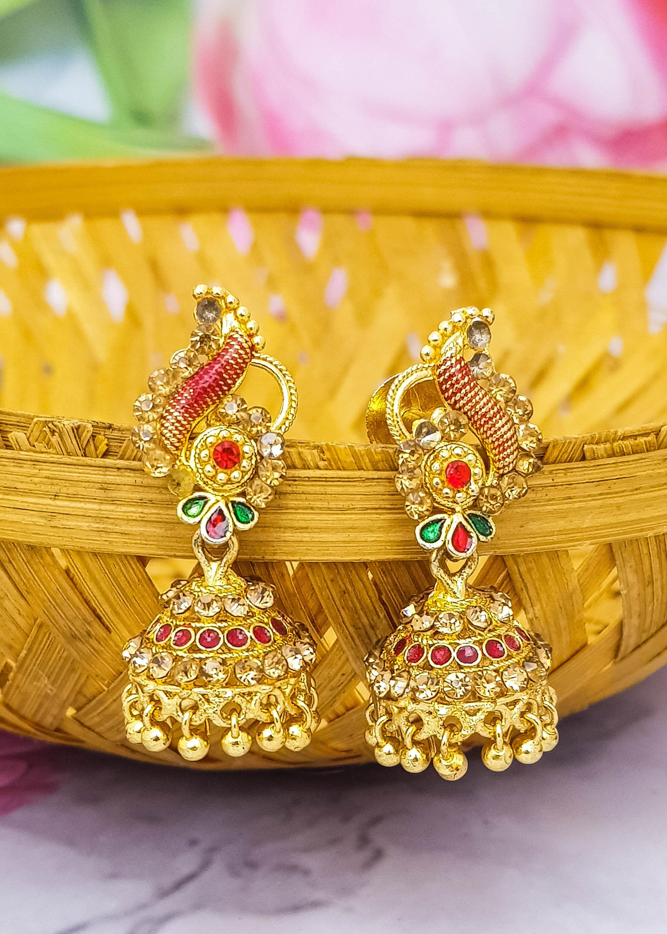 Gold plated Classic AD Jhumka Earrings