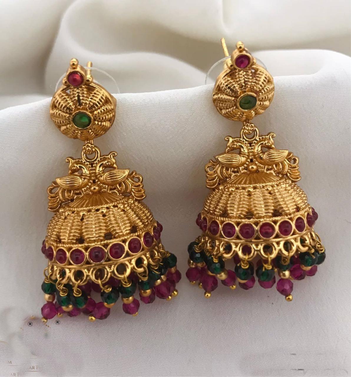 Gold plated Classic AD Jhumka Earrings