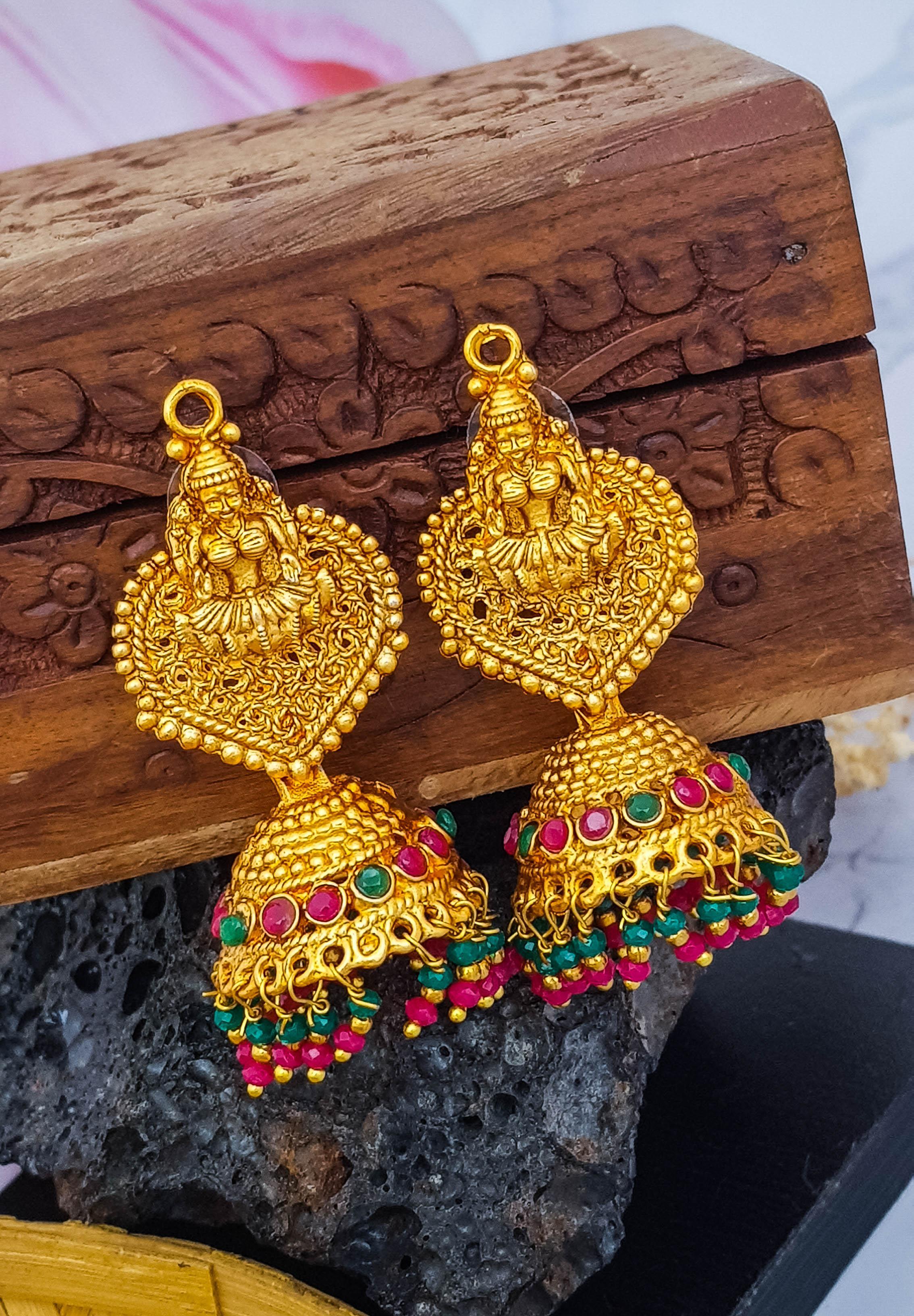 Gold plated Classic AD Jhumka Earrings