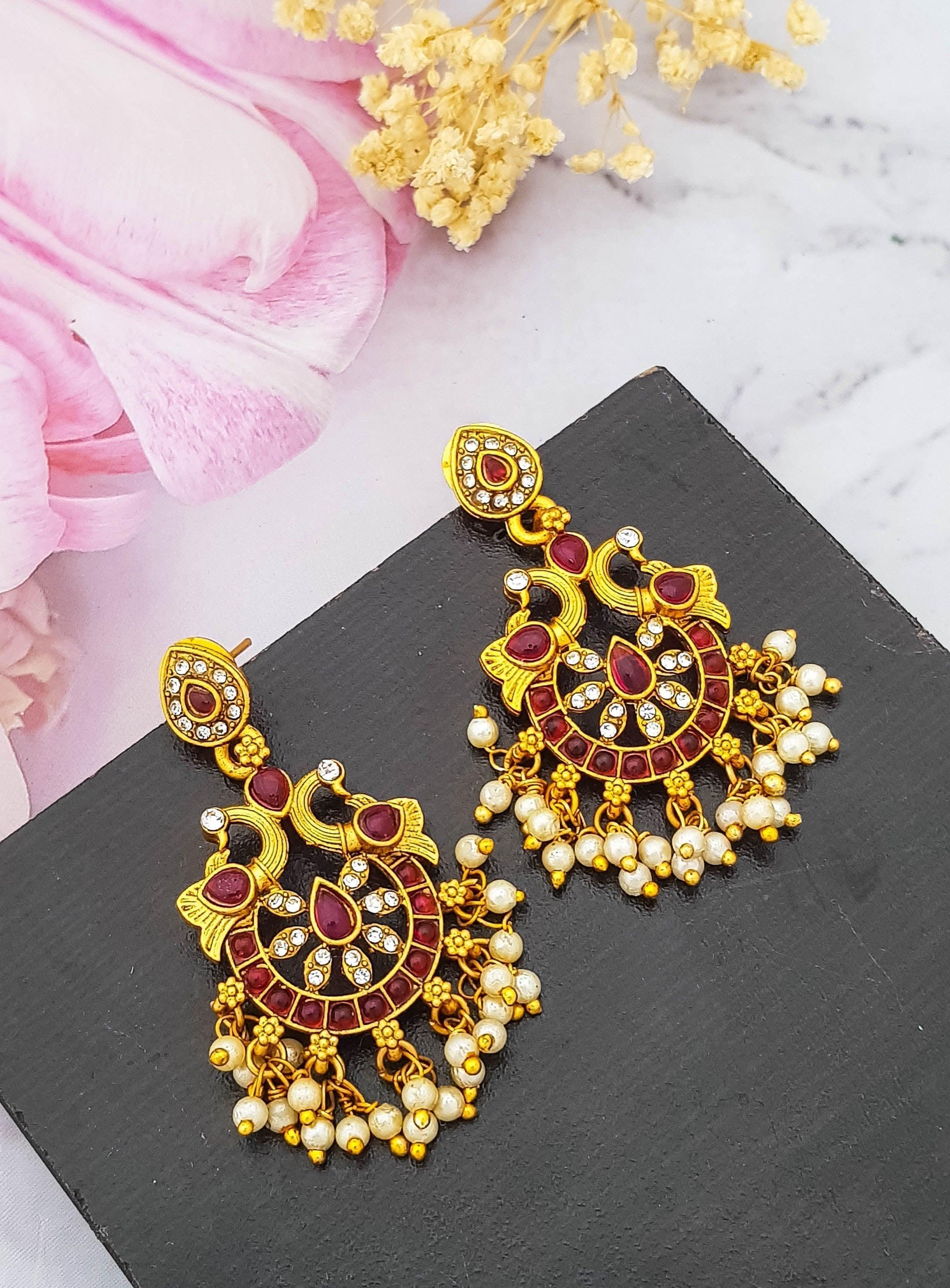 Gold plated Classic AD Jhumka Earrings