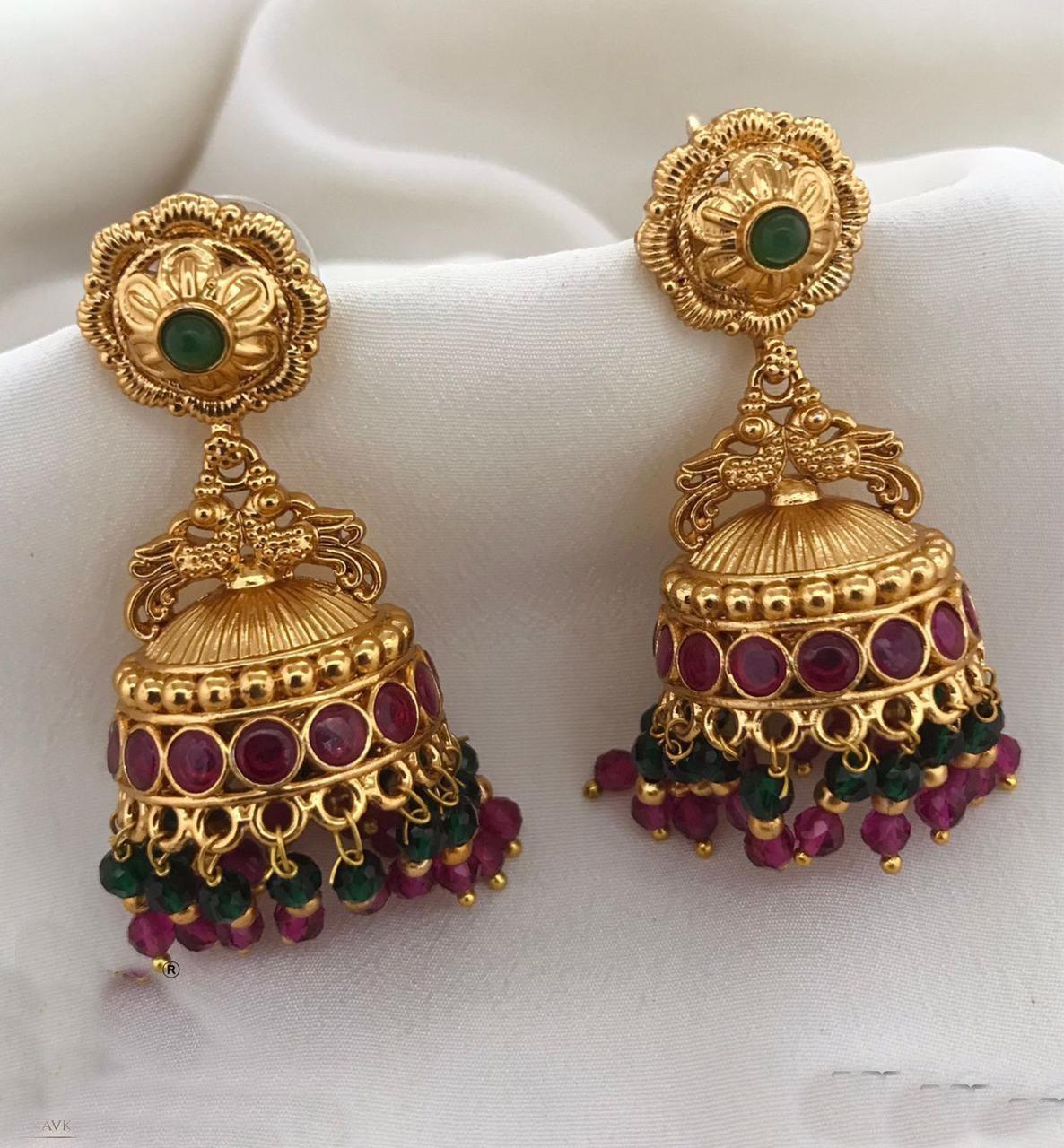 Gold plated Classic AD Jhumka Earrings