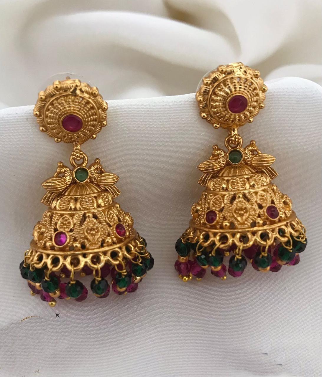 Gold plated Classic AD Jhumka Earrings