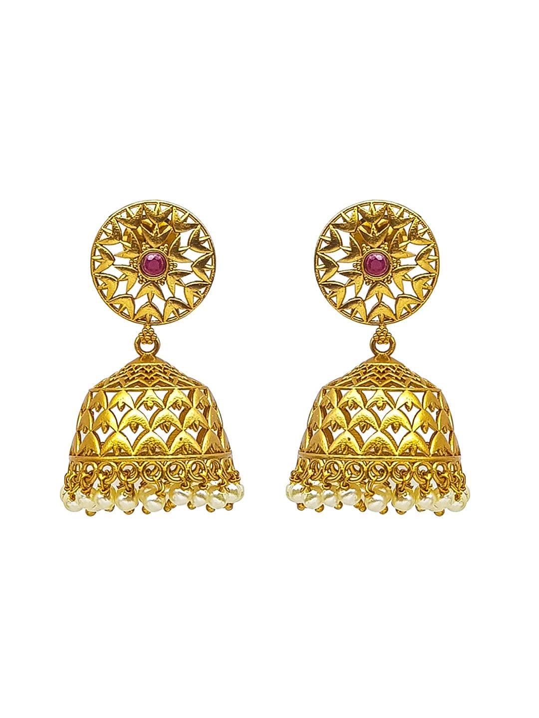 Gold plated Classic design Jhumka Earrings - Griiham