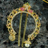 Gold plated Emerald Faux stone Studded Hair Pin Amboda Rakhdi
