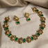 Gold plated Green Red colored stone Necklace Set - Griiham