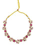 Gold plated Leaf motif Colored stones Necklace Set - Griiham