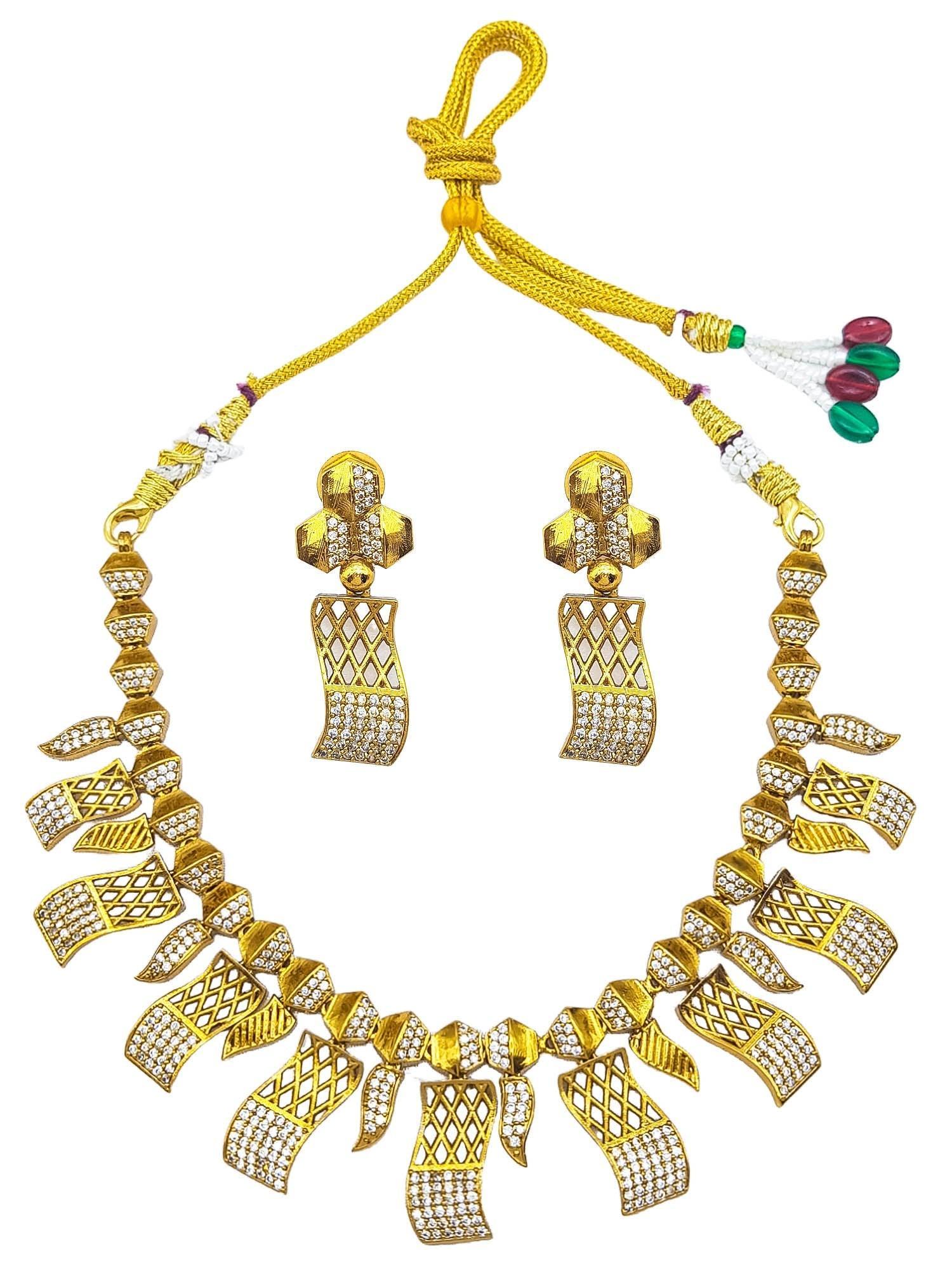 Gold plated Light weight Jaali work Necklace Set