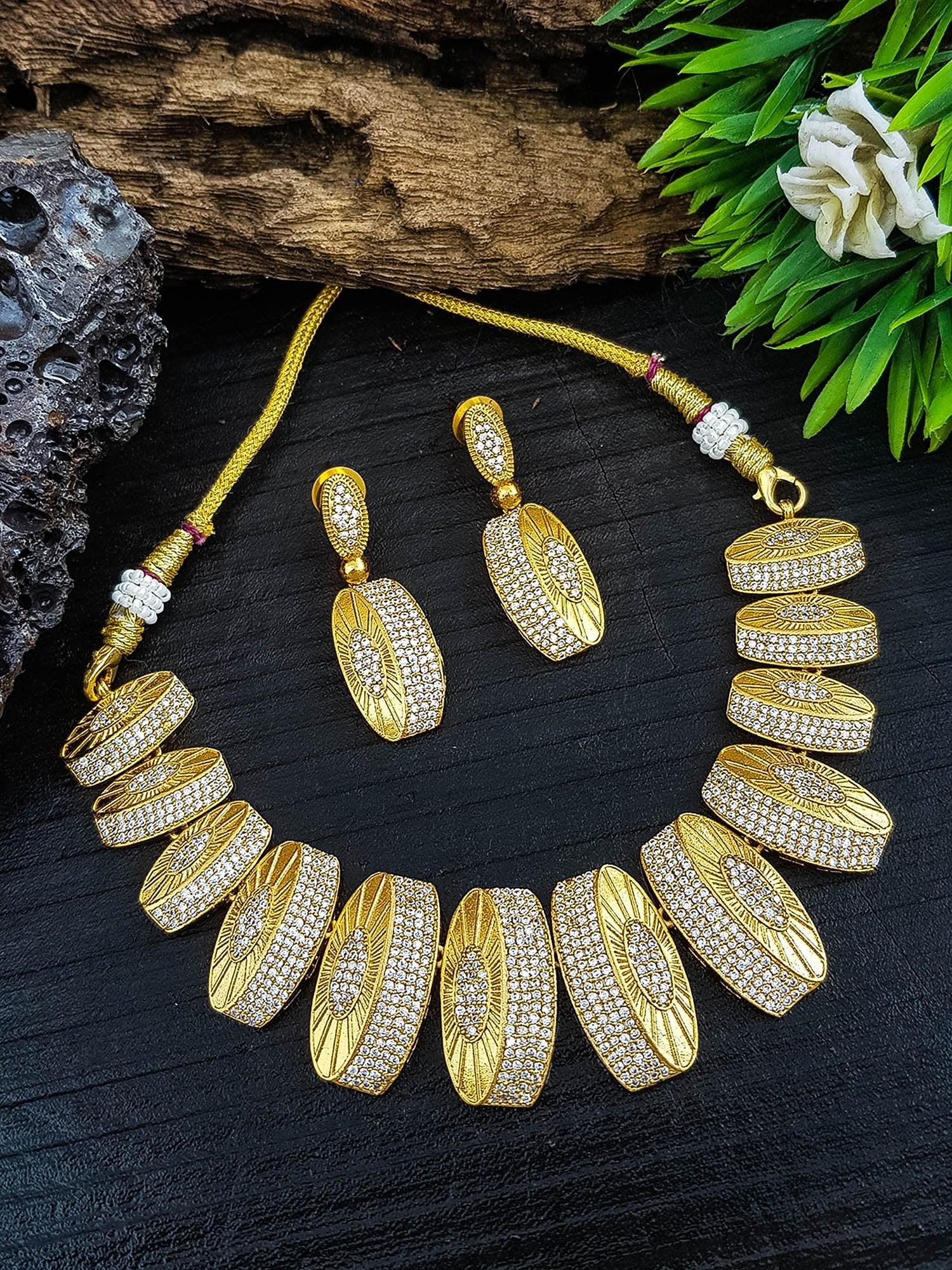 Gold plated Light weight Jaali work Necklace Set