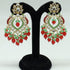 Gold plated Maroon and green kundan beeds Earring Jhumka - Griiham