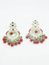 Gold plated Maroon and green kundan beeds Earring Jhumka - Griiham