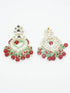 Gold plated Maroon and green kundan beeds Earring Jhumka - Griiham