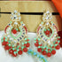 Gold plated Maroon and green kundan beeds Earring Jhumka