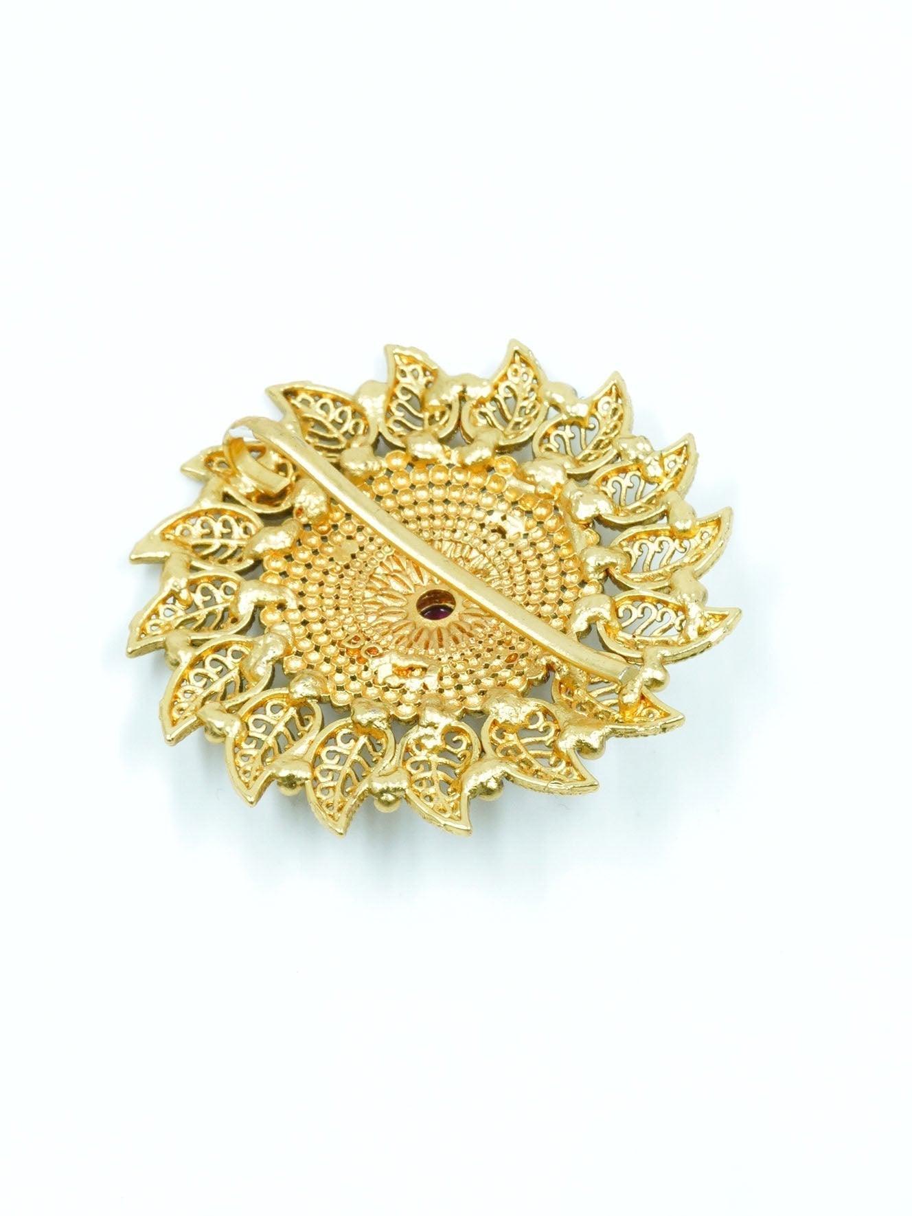 Gold plated Ruby Faux stone Studded Hair Pin Amboda Rakhdi - Griiham