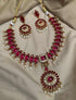 Gold plated Ruby Red colored stone Necklace Set - Griiham