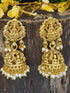 Gold plated Temple design Jhumka Earrings