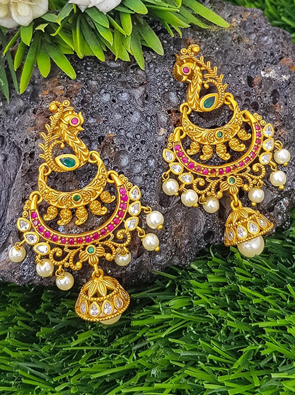 Gold plated chandbali Earrings Jhumka