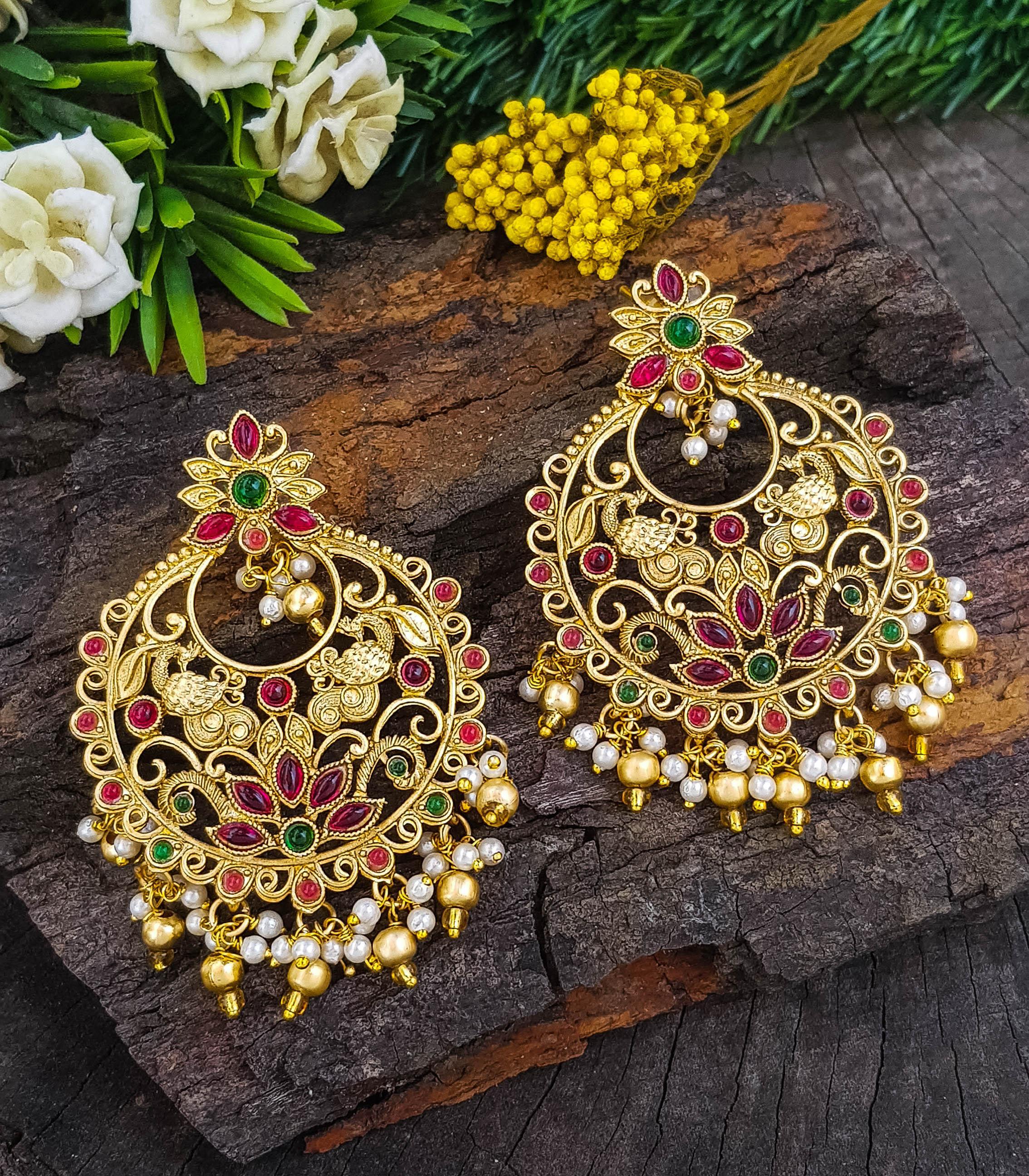 Gold plated chandbali Earrings Jhumka