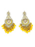 Gold plated chandbali Earrings Jhumka with yellow crystal - Griiham