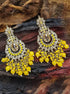 Gold plated chandbali Earrings Jhumka with yellow crystal