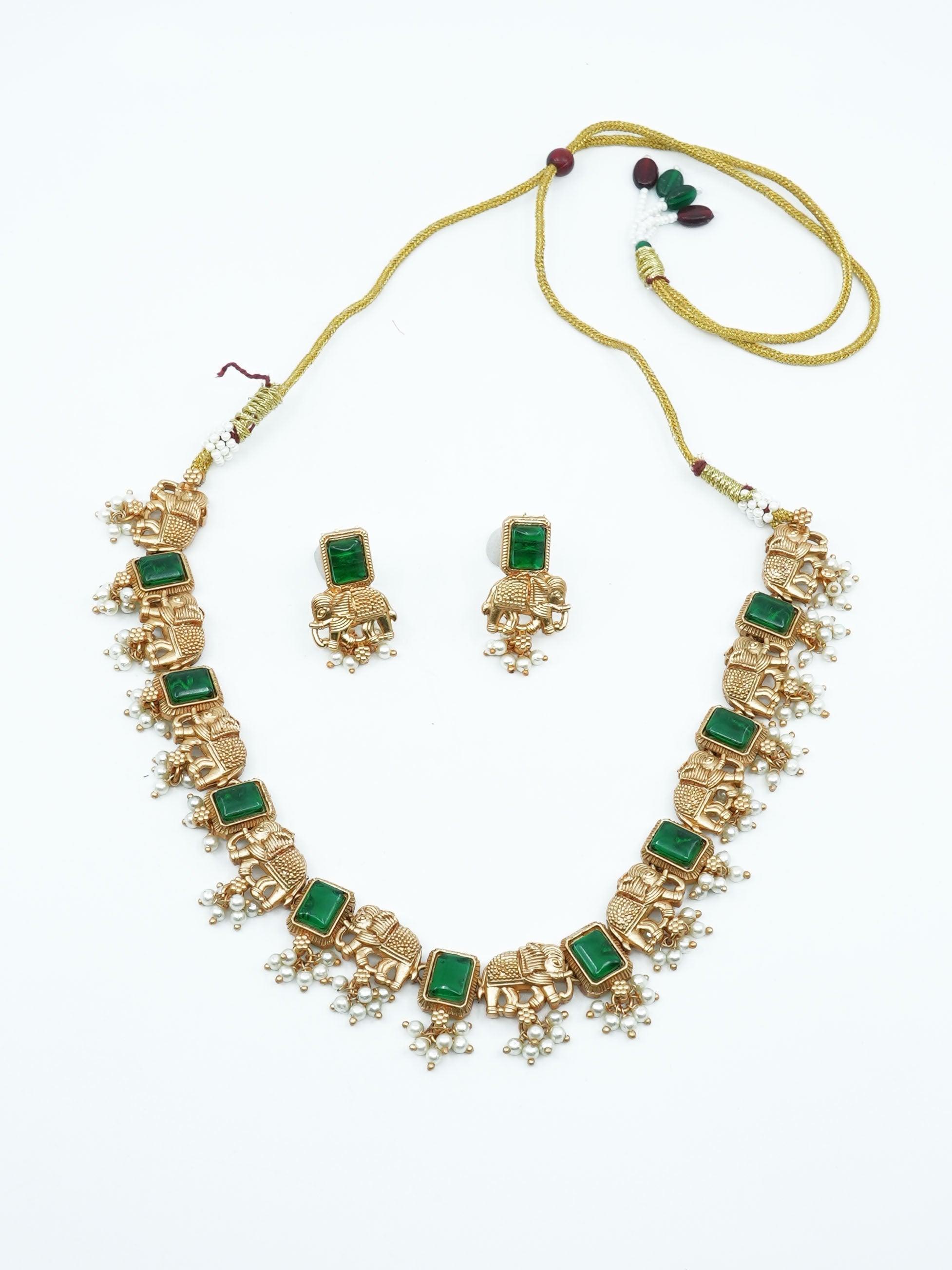 Gold plated designer Necklace with pearls antique Necklace 11563N - Griiham