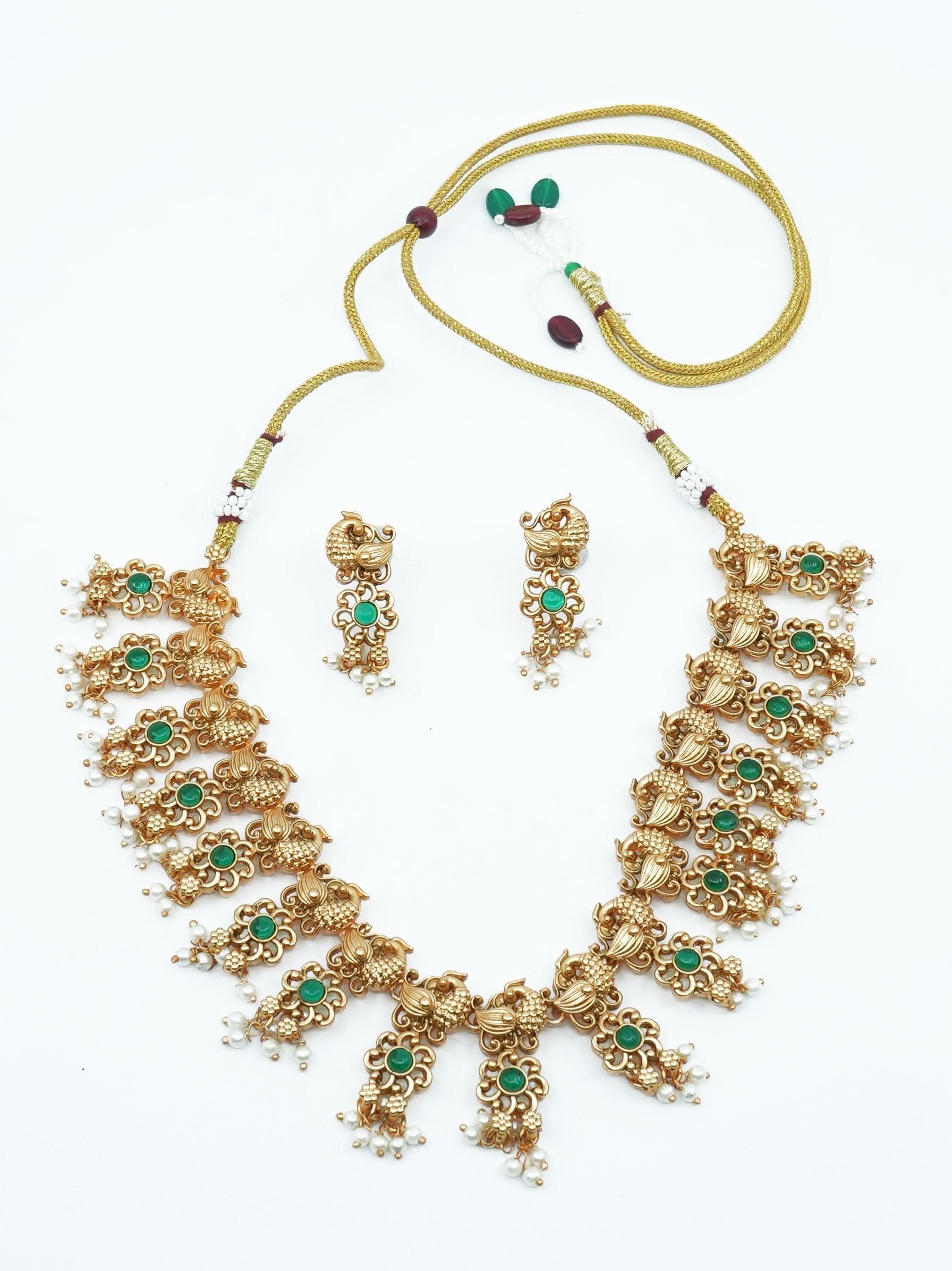 Gold plated designer Necklace with pearls antique Necklace - Griiham