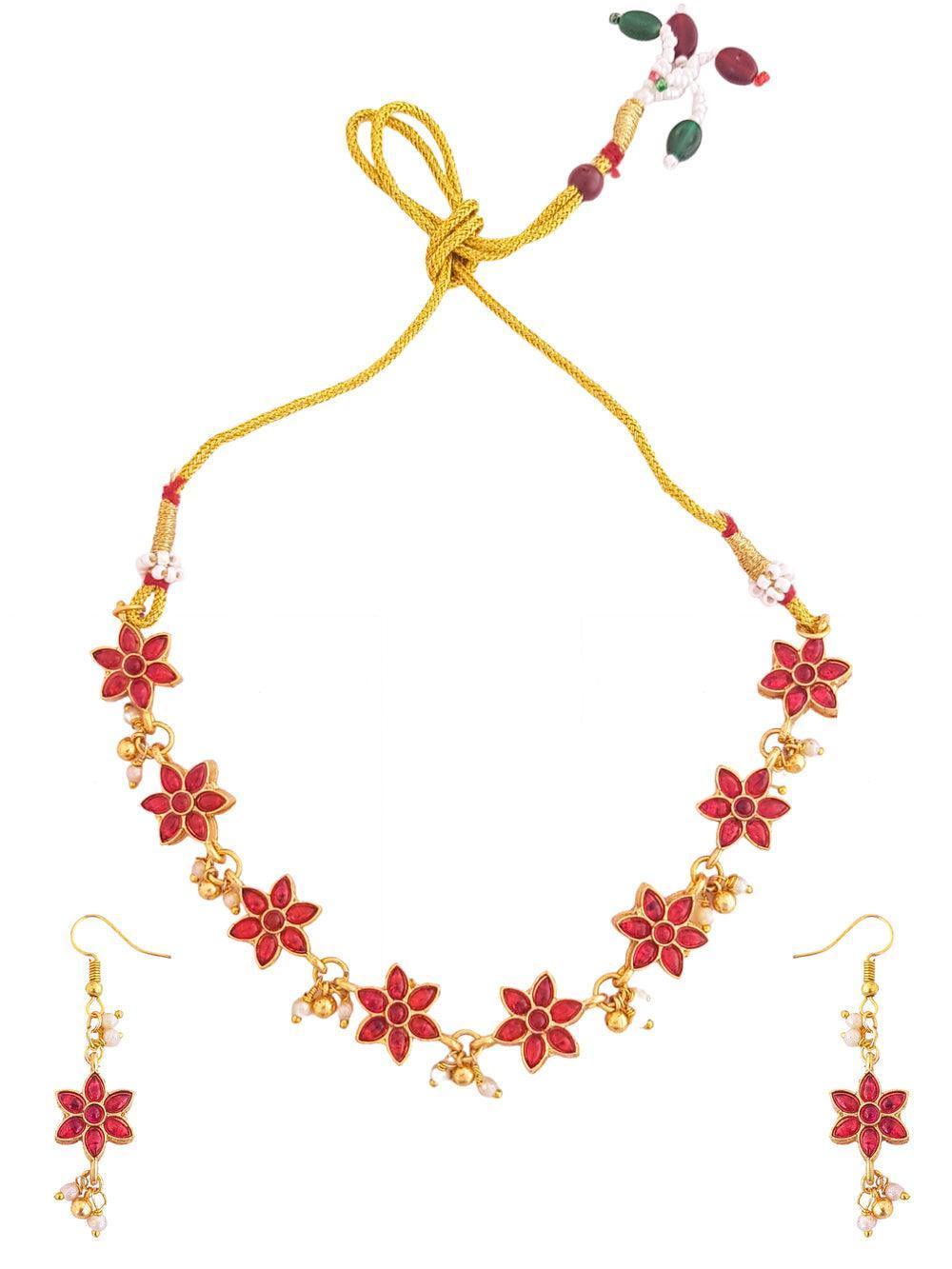 Gold plated reversible short Necklace set - Griiham