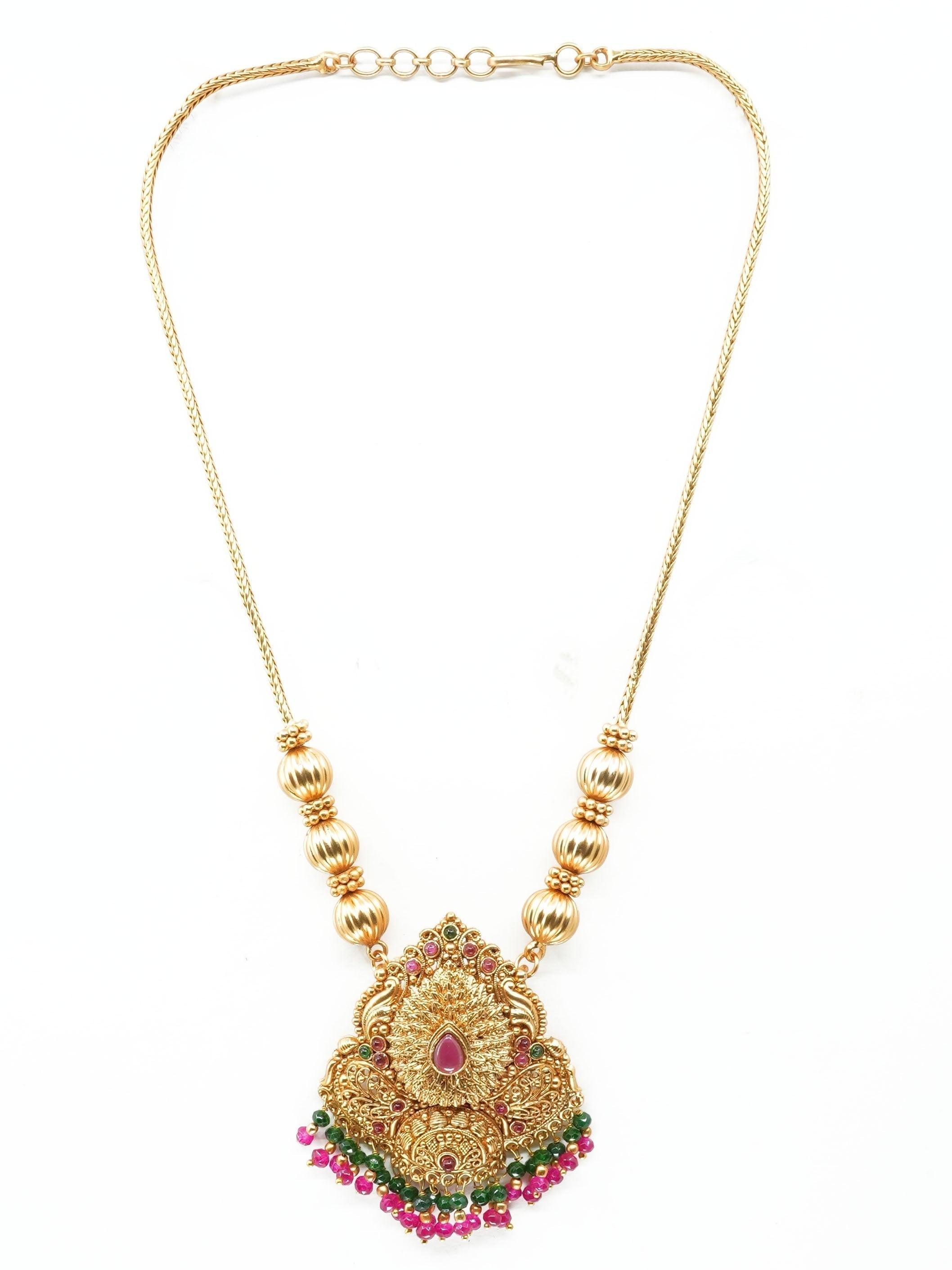 Gold plating Black Laxmi Pendant Set - Griiham