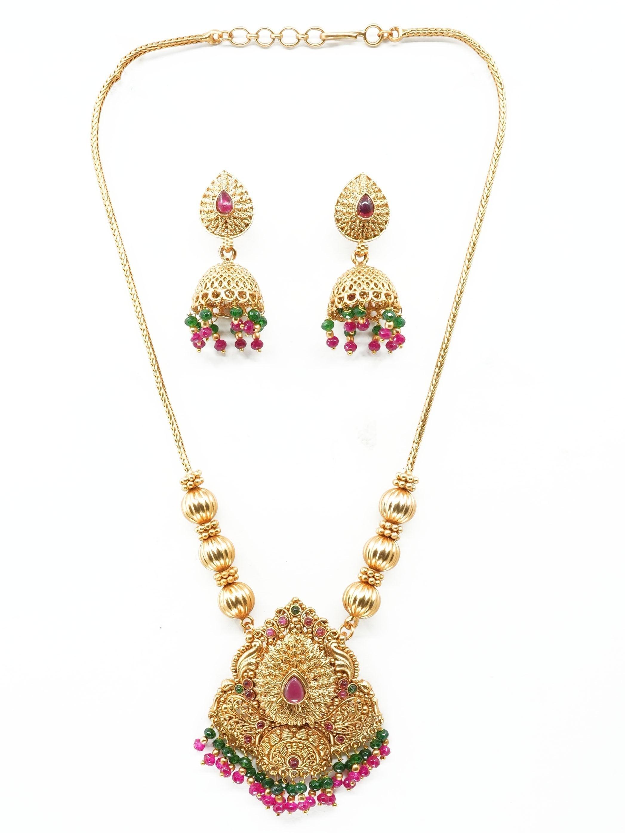 Gold plating Black Laxmi Pendant Set - Griiham