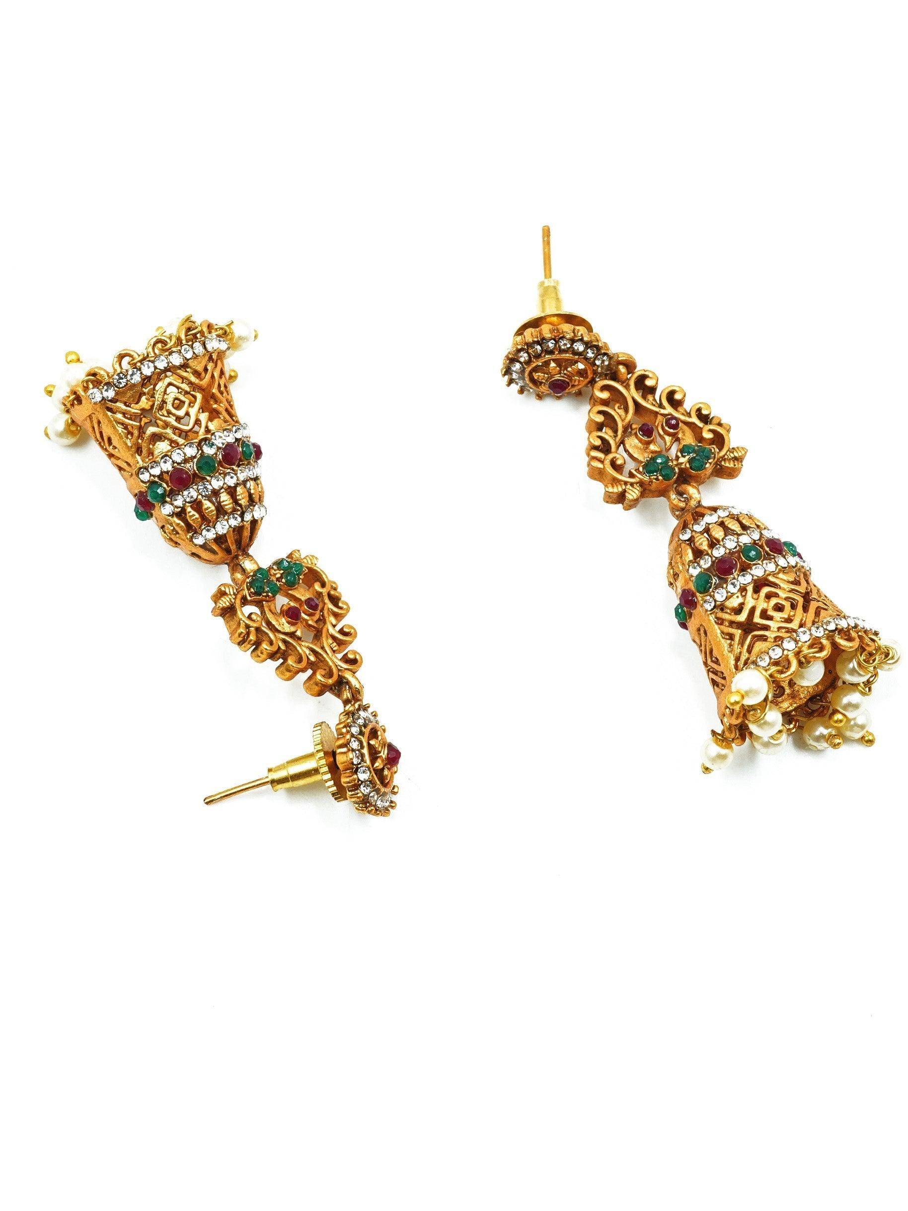 High Matt Gold Plated Earring/ Jhumka 10627N - Griiham