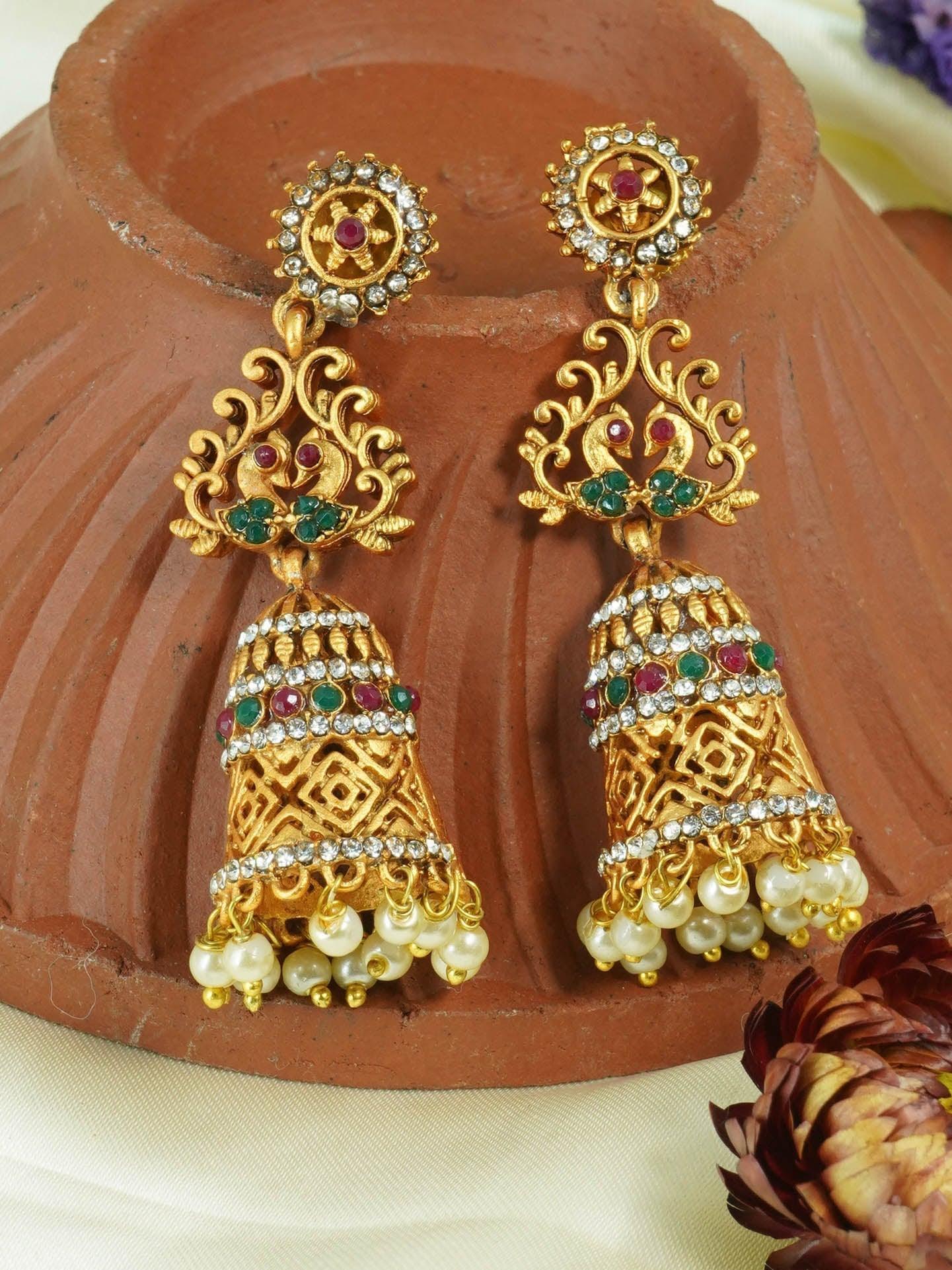 High Matt Gold Plated Earring/ Jhumka 10627N - Griiham