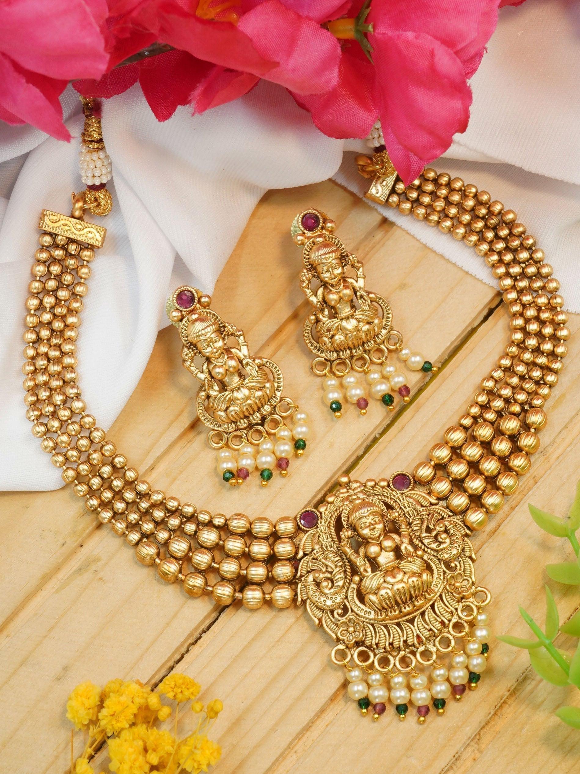 High Premium Gold plated designer Necklace with Multicolor antique Necklace