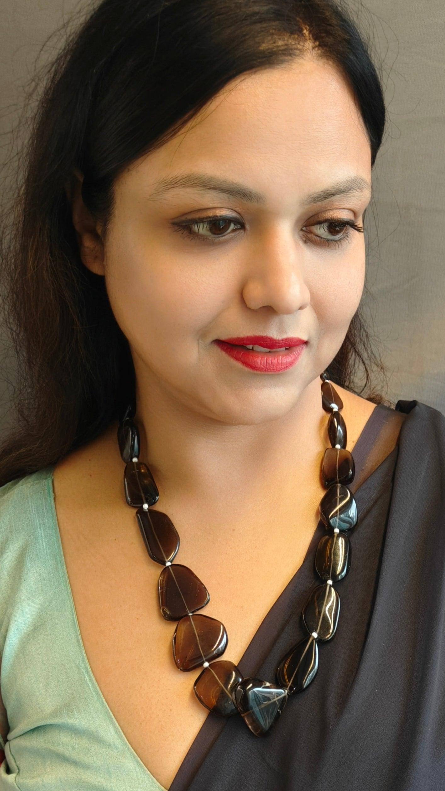 Natural Trendy Smokey Quartz Necklace suitable for Saree and dresses