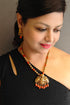 Gold Plated Long Necklace Set in coral