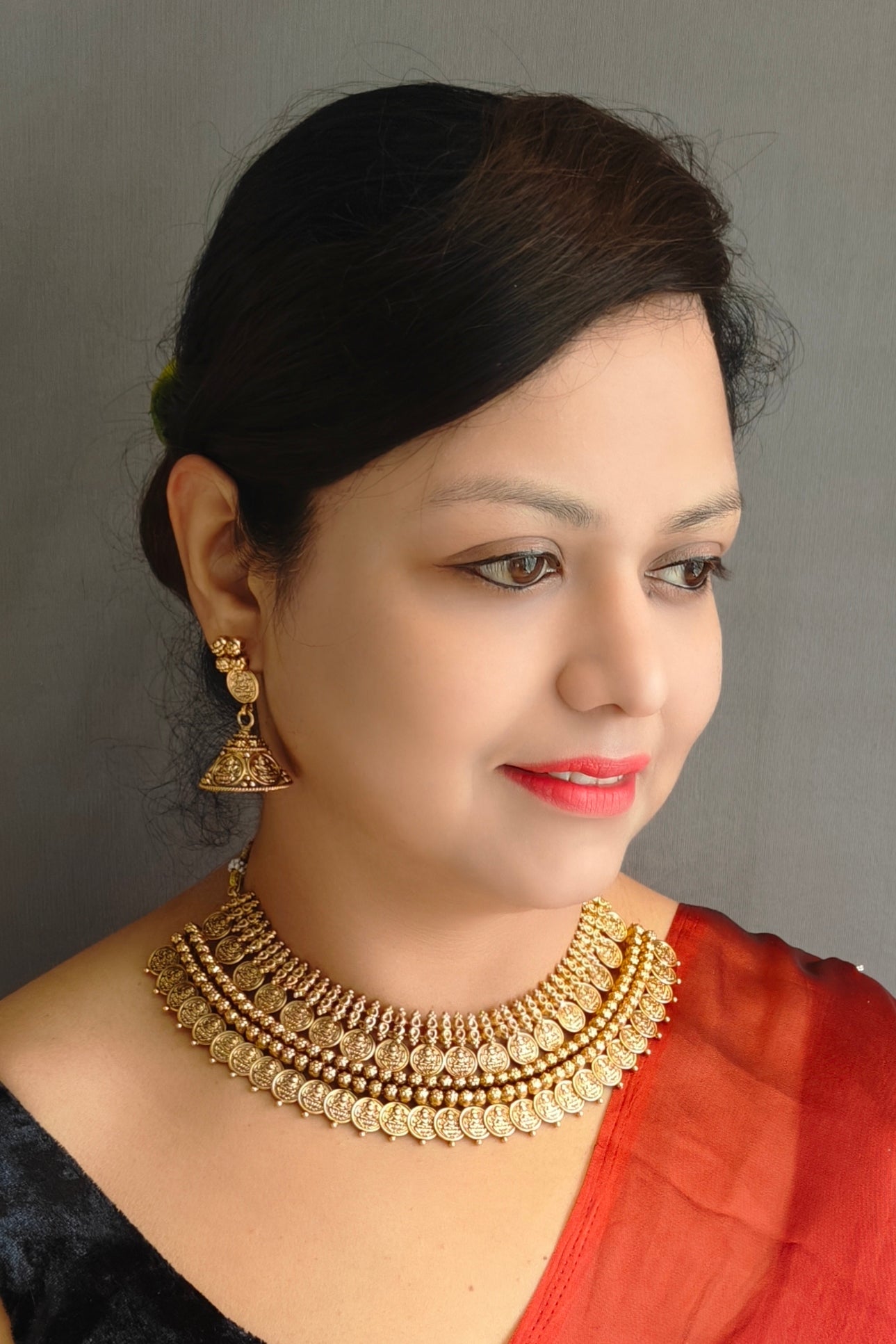 Premium Gold Finish Best sellerLaxmi choker necklace