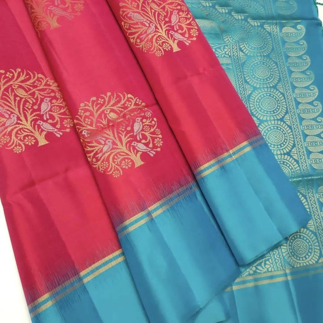 Kanjeevaram Lichi Soft Semi-silk Saree 14602N - Griiham